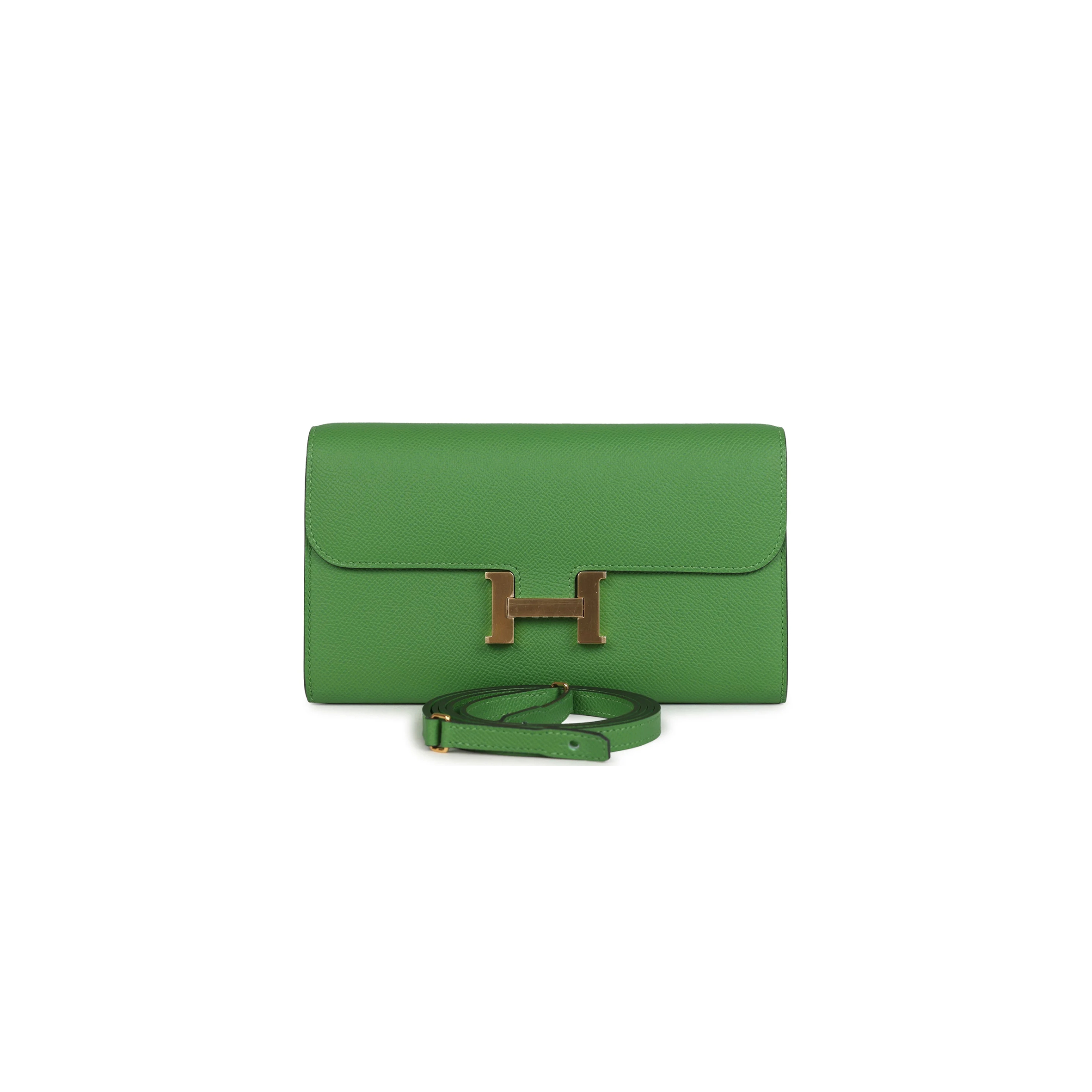 HERMES CONSTANCE WALLET TO GO VERT YUCCA EPSOM GOLD HARDWARE 436571 (19*15*4cm)